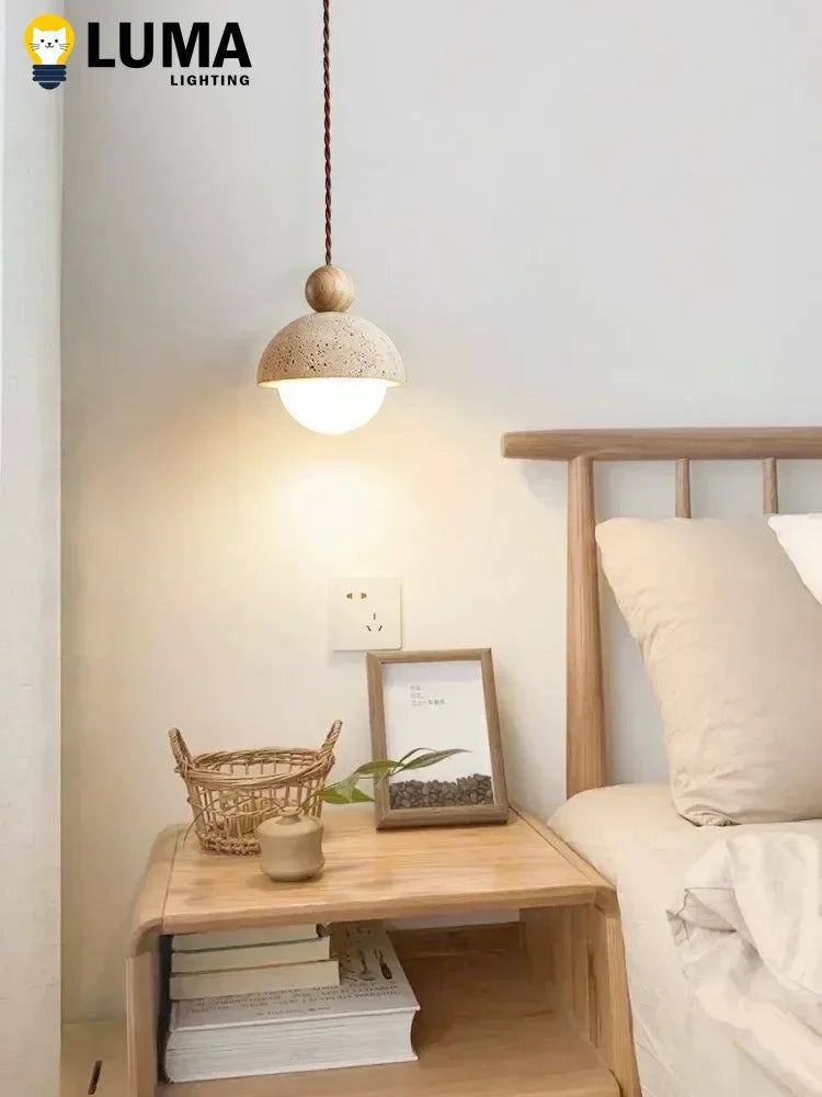 Luz Colgante de Travertino Japonés Hlights